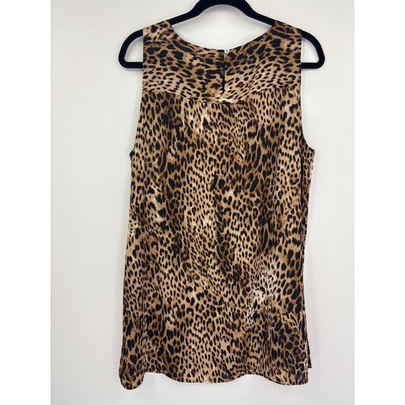 Chico's Sleeveless Animal Print Chiffon Blouse Top Black Tan Sz 2 (12) Large - Picture 3 of 5